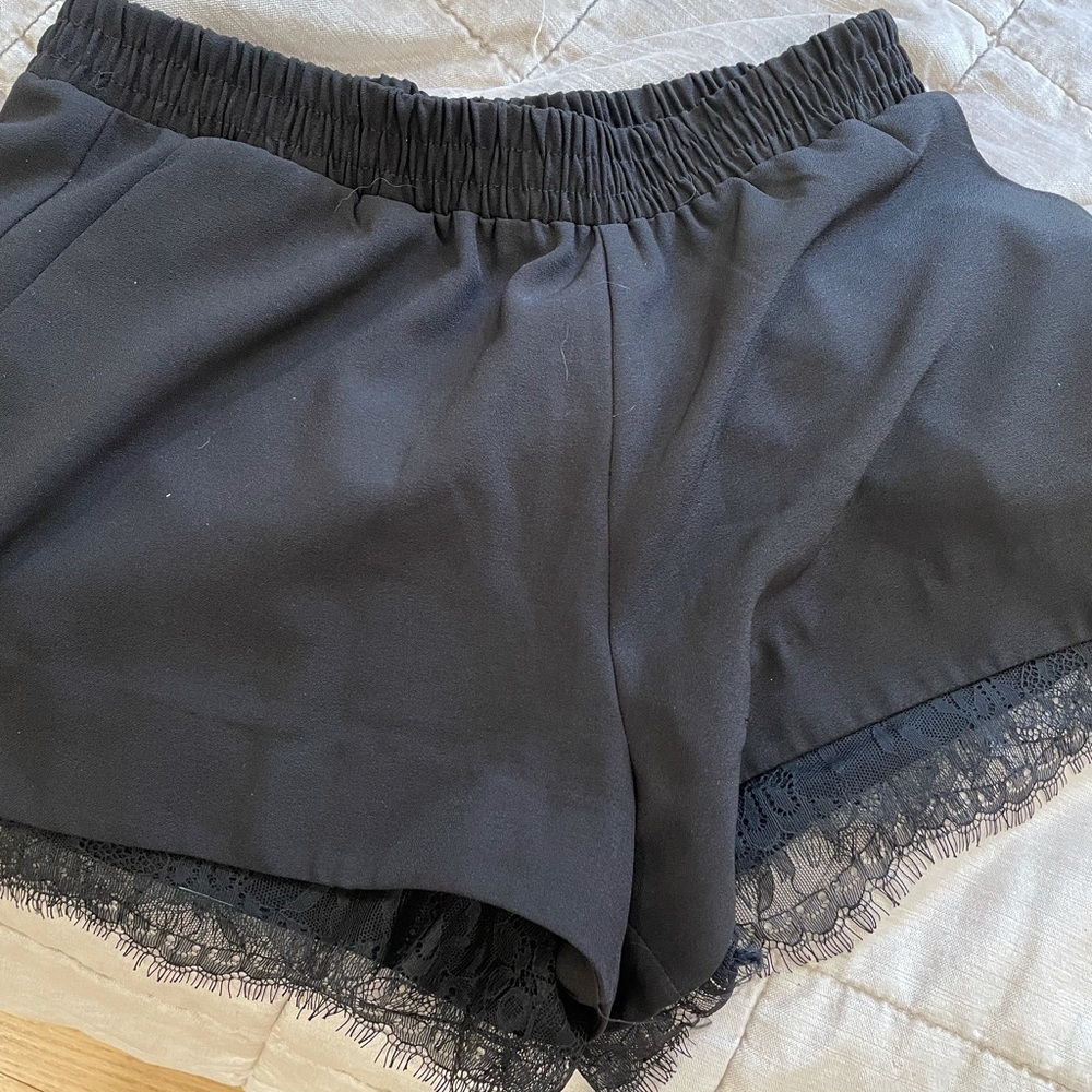 Aqua black lace shorts